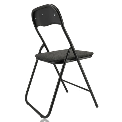 Set van 4 Zwarte Inklapbare Vouwstoelen - Compacte en Stevige Bijzetstoelen - Eettafelstoelen tot 100 kg Belastbaar
