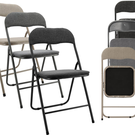 3-Delige Set Inklapbare Stoelen - Assorti Beige, Zwart, Grijs - Ruimtebesparende Stoelen voor Eettafel - 100 kg Draagvermogen