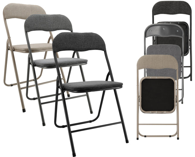 3-Delige Set Inklapbare Stoelen - Assorti Beige, Zwart, Grijs - Ruimtebesparende Stoelen voor Eettafel - 100 kg Draagvermogen