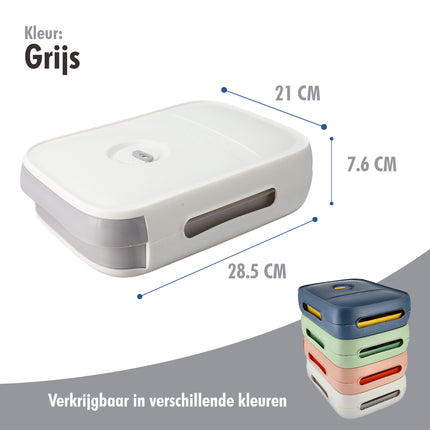Rollende Eierhouder voor Koelkast - 18 Eieren Eieropbergbox met Versheidsindicator - Grijs Koelkast Organizer