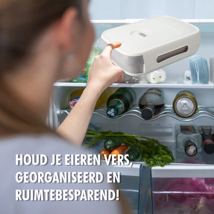 Rollende Eierhouder voor Koelkast - 18 Eieren Eieropbergbox met Versheidsindicator - Grijs Koelkast Organizer