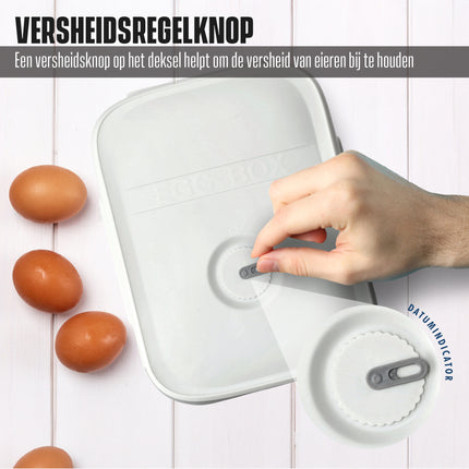 Rollende Eierhouder voor Koelkast - 18 Eieren Eieropbergbox met Versheidsindicator - Grijs Koelkast Organizer