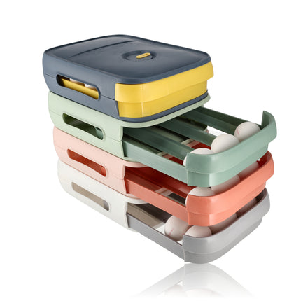 Eierenhouder Koelkast 18 Eieren - Koelkast Eiertrays voor 18 Eieren - met Deksel - Groen Automatische Eierdispenser