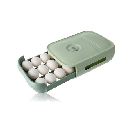 Eierenhouder Koelkast 18 Eieren - Koelkast Eiertrays voor 18 Eieren - met Deksel - Groen Automatische Eierdispenser