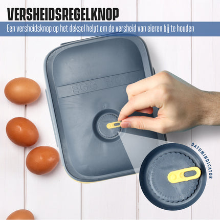 Eierenhouder Koelkast voor 18 Eieren - Kunststof Rollende Eierhouder - Eierdoos en Eieropbergbox - Blauw