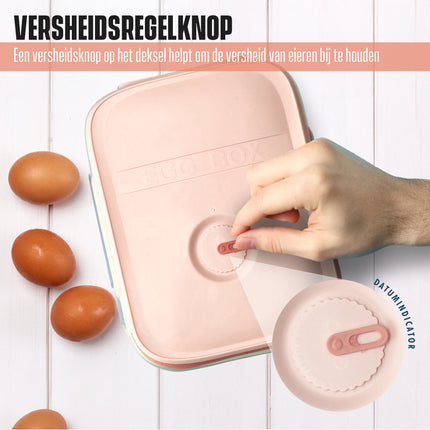 Eierenhouder Koelkast voor 18 Eieren - Kunststof Rollende Eierhouder -  Koelkast Eiertrays - Roze Eierdoos
