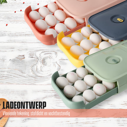 Eierenhouder Koelkast 18 Eieren - Koelkast Eiertrays voor 18 Eieren - met Deksel - Groen Automatische Eierdispenser