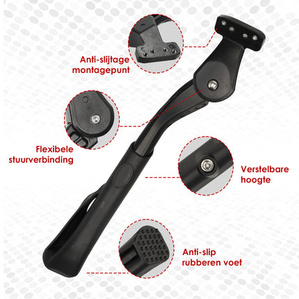 Fietsstandaard Achtervork 16-24 Inch | Enkele Zijstandaard voor Kinderfiets, Vouwfiets, Mountainbike & Elektrische Fietsen | Extra Stevige | Verstelbare Fietsaccessoires