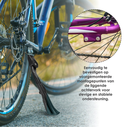 Fietsstandaard Achtervork 16-24 Inch | Enkele Zijstandaard voor Kinderfiets, Vouwfiets, Mountainbike & Elektrische Fietsen | Extra Stevige | Verstelbare Fietsaccessoires