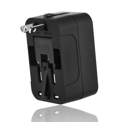 Universele Wereldstekker met USB – Internationale Reisadapter voor 150+ Landen | USA, UK, Australië, Azië & Europa | Universele Reisstekker met 2 USB Poorten – Zwart