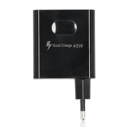 Samsung & iPhone Snellader 45W - 2x USB-C & 2x USB-A | Universele Snelle Oplader voor Smartphones, Tablets, iPads, Android & Laptops - Zwart