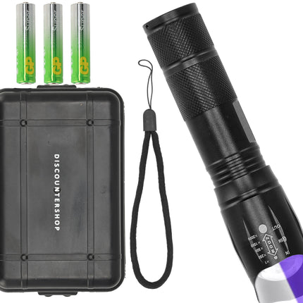 Militaire Zaklamp 2000 Lumen – Waterdichte LED Zaklamp met UV – 300m Bereik – 3 Standen – Tactische Zaklamp op Batterijen – Beste Zaklamp voor Outdoor, Kamperen & Noodsituaties