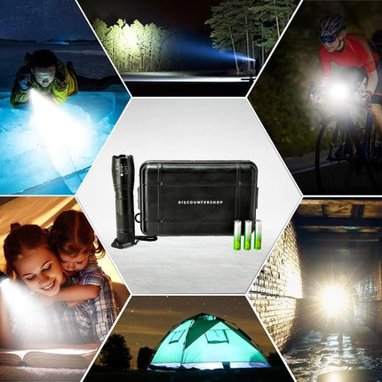 Militaire Zaklamp 2000 Lumen – Waterdichte LED Zaklamp met UV – 300m Bereik – 3 Standen – Tactische Zaklamp op Batterijen – Beste Zaklamp voor Outdoor, Kamperen & Noodsituaties