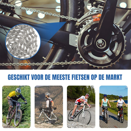 Fietsketting 12-Speed – 126 Schakels – Voor Shimano & SRAM – 1/2 x 11/128 Inch – Inclusief Verbindingsschakel – Geschikt voor Racefiets, MTB & E-Bike