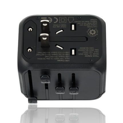 Wereldstekker met USB – Internationale Reisadapter 150+ Landen – 2x USB-C & 2x USB-A – Automatische Zekering – Universele Reislader Zwart