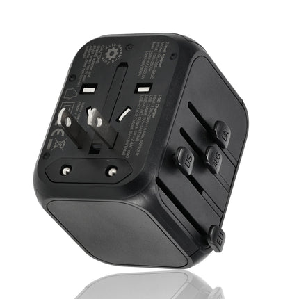Wereldstekker met USB – Internationale Reisadapter 150+ Landen – 2x USB-C & 2x USB-A – Automatische Zekering – Universele Reislader Zwart