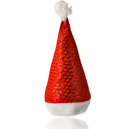 Kerstmutsen Volwassenen & Kinderen - Voordelpak Pailletten Muts Set van 12 - Maat 54-56 - Partymuts voor Kerst, Carnavals en Feest!