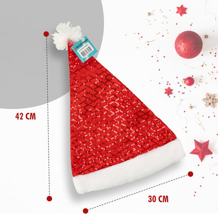 Kerstmutsen Volwassenen & Kinderen - Voordelpak Pailletten Muts Set van 12 - Maat 54-56 - Partymuts voor Kerst, Carnavals en Feest!