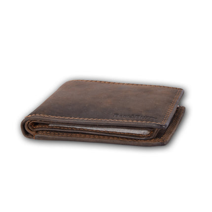 Portemonnee | portemonnee heren | Bruin | Lederen portemonnee | Billfold | Buffelleer | RFID anti-skim protection | 12 Kaartsleuven | 12cm*10cm 