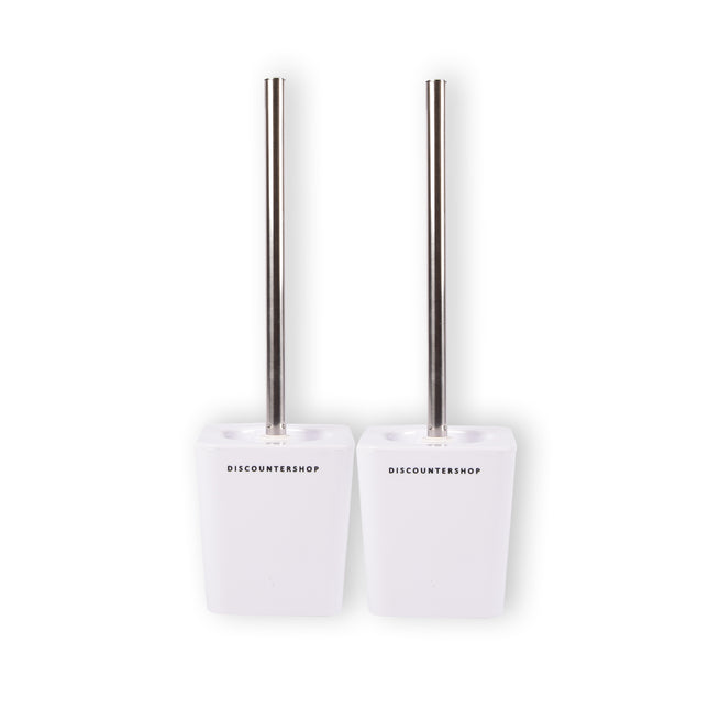 2 Stuks Luxe WC Borstel Set met Houder - Hoogwaardige Kunststof - Afmetingen: 40cm x 11.5cm x 11.5cm