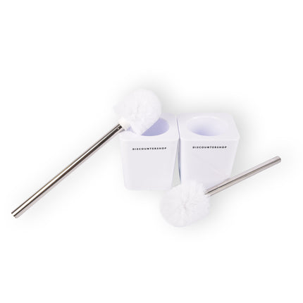 2 Stuks Luxe WC Borstel Set met Houder - Hoogwaardige Kunststof - Afmetingen: 40cm x 11.5cm x 11.5cm