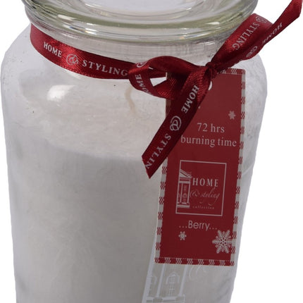Set van 2 Heerlijke zoete Geurkaars in glas XL Wax | berry Rood/Wit | 10x15 cm 72 branduren