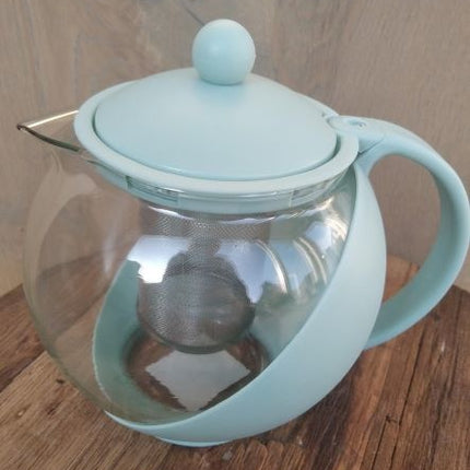 Theepot met filter - theepot glas - Theekan met RVS Filter - 1.25 L - Koffiemaker celadon - Cafetière glas voor koffie of thee - Koffie en theezet apparaat 1250 ml