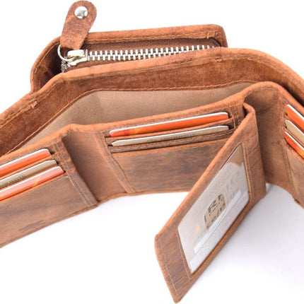 Portemonnee - portemonnee dames - portemonnee heren - portemonnee pasjes- Volledig leer- 4E-458 - RFID Protected Anti skim - 4East - Cognac - Camel - Portemonnee dames camel - Portemonnee Klein