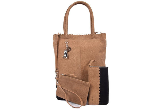 Shopper van 4East met kleine portemonnee, Leren Shopper Zichron 4East bruin