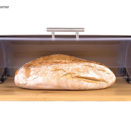 Bamboe Broodtrommel Met Rolluik - Helpt Brood Vers Te Houden- - Brooddoos - Brood Bewaardoos - Vershouddoos - Broodkast - Broodbak - Broodmand - Bamboo Bread Bin - Hout - 39 CM