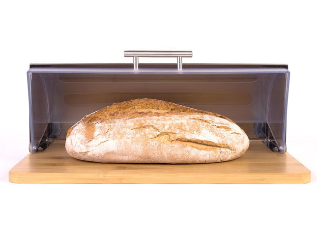 Bamboe Broodtrommel Met Rolluik - Helpt Brood Vers Te Houden- - Brooddoos - Brood Bewaardoos - Vershouddoos - Broodkast - Broodbak - Broodmand - Bamboo Bread Bin - Hout - 39 CM