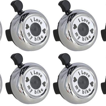 Fietsbel 30 mm Zilver – "I Love My Bike" – Aluminium Fietsbel Racefiets & Stadsfiets – Helder Geluid – Universele Fietsaccessoire voor Kinderen & Volwassenen