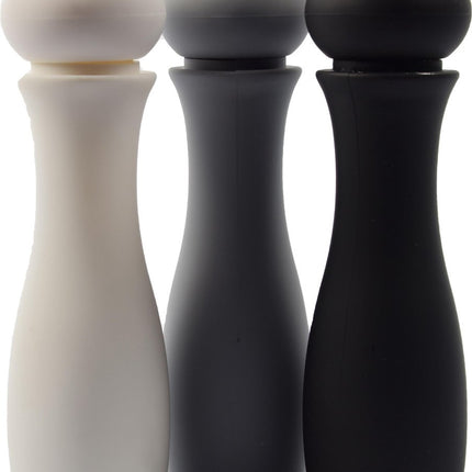 Set van 3 stuks Peper en Zoutmolen|Grijs - Zwart - Wit - Pepermolen en Zoutmolen D7x26cm