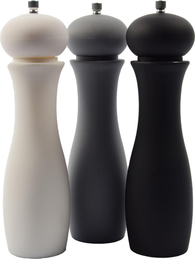Set van 3 stuks Peper en Zoutmolen|Grijs - Zwart - Wit - Pepermolen en Zoutmolen D7x26cm