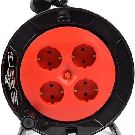 6 stuks - Kabelbox verlengsnoer kabelhaspel kabel verleng haspel met 4 geaarde stopcontacten 15 meter - Kabelhaspel - haspel - haspel 15 meter - kabelhaspel 250 volt | 3000 watt