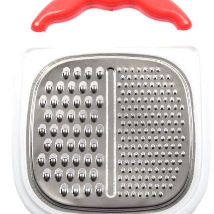 Keukenrasp Kunstof RVS| Rasp met Opbergbakje en deksel -26.5x18.5x7cm - Rood