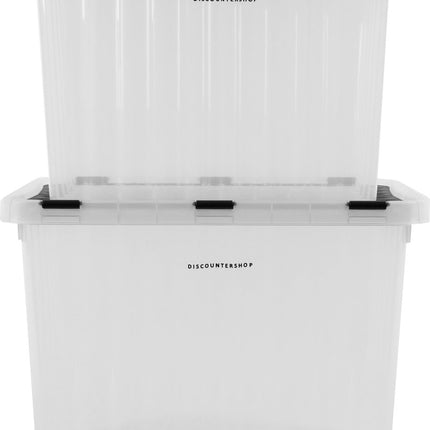 2x Opbergbox met Deksel - 25L en 15L - Kunststof - Transparant