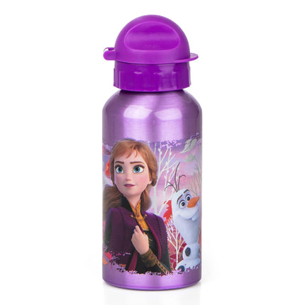 Disney Frozen Kinderdrinkfles, 500 ml, veiligheidssluiting, 2 stuks- per fles 500 ML - Drinkbeker - Frozen Disney aluminium fles