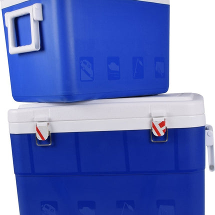 Blauwe Draagbare Camping Koelbox - 45L - Kunststof - Inclusief Deksel - Met Handgrepen - Anti-slip - 50x38x39cm