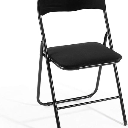 Klapstoel met zithoogte van 43 cm Vouwstoel velvet zitvlak en rug bekleed - stoel - tafelstoel- stoel - tafelstoel - klapstoel - Velvet klapstoel - Luxe klapstoel - Met kussentjes - Stoel - Stoelen - Klapstoelen - Stoeltje - Premium chair - Zwart