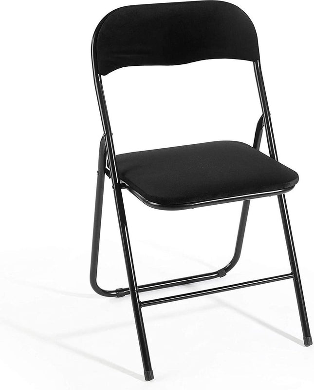 Klapstoel met zithoogte van 43 cm Vouwstoel velvet zitvlak en rug bekleed - stoel - tafelstoel- stoel - tafelstoel - klapstoel - Velvet klapstoel - Luxe klapstoel - Met kussentjes - Stoel - Stoelen - Klapstoelen - Stoeltje - Premium chair - Zwart