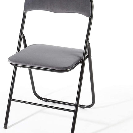 Klapstoel met zithoogte van 43 cm Vouwstoel velvet zitvlak en rug bekleed - tafelstoel Oker - stoel - tafelstoel- Velvet klapstoel - Luxe klapstoel - Met kussentjes Stoelen - Klapstoelen - Stoeltje - Premium chair - Grijs