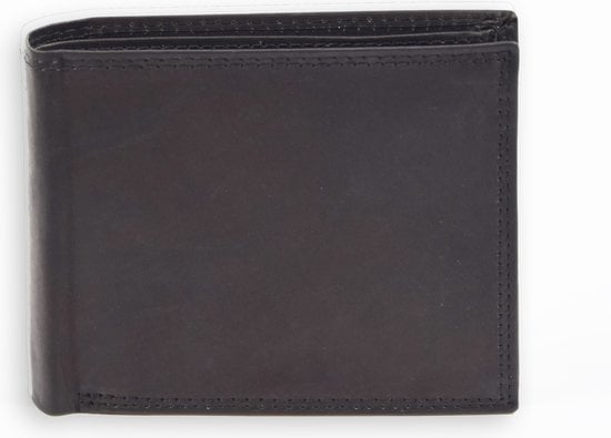 Portemonnee heren - portemonnee dames - betaalbare Portefeuille van echt Leer -duurzaam ruim en veilig | Anti Skim | 10 pasjes -zwart -liggend model billfold Unisex - Heren portemonnee