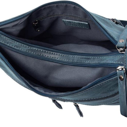 Dames Handtas Met Schoudertas Ritsvakjes - Donkerblauw Imitatieleer - 24X30X10 Cm - 547 g 