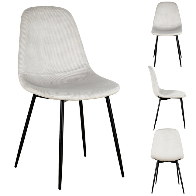 Eetkamerstoelen Kuipstoel corduroy - Lichtgrijs Velvet eetkamerstoel - Fluweel stoel Velvet stoelen - Eetkamerstoelen - Eettafel stoelen