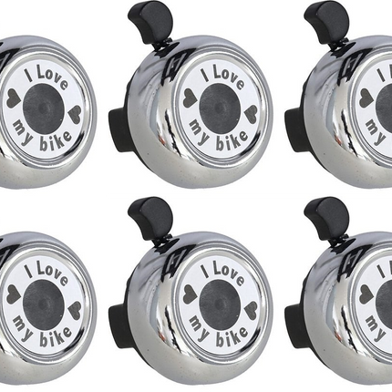 Fietsbel 30 mm Zilver – "I Love My Bike" – Aluminium Fietsbel Racefiets & Stadsfiets – Helder Geluid – Universele Fietsaccessoire voor Kinderen & Volwassenen