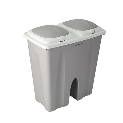 Dubbele Prullenbak 50L - Afvalemmer met Deksel - Afvalscheiding (2x25L) - Afvalbak voor Thuis en Kantoor