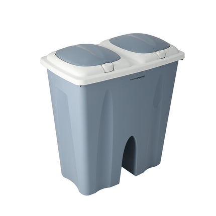 Dubbele Prullenbak 50L - Afvalemmer met Deksel - Afvalscheiding (2x25L) - Afvalbak voor Thuis en Kantoor