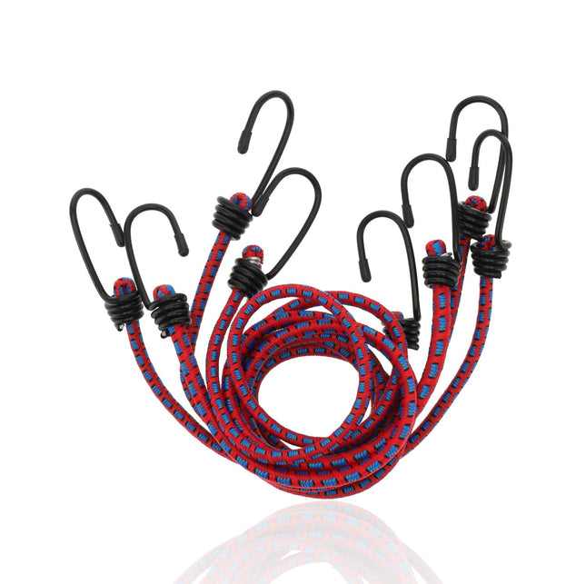 Snelbinders Fiets 4 Stuks 80cm Ø8mm – Spinbinder Rood Assorti – Snelbinders met Haak – Fietsbinders voor Bagagedrager Achter