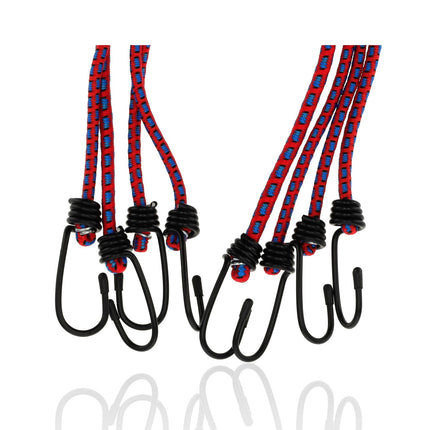 Snelbinders Fiets 4 Stuks 80cm Ø8mm – Spinbinder Rood Assorti – Snelbinders met Haak – Fietsbinders voor Bagagedrager Achter
